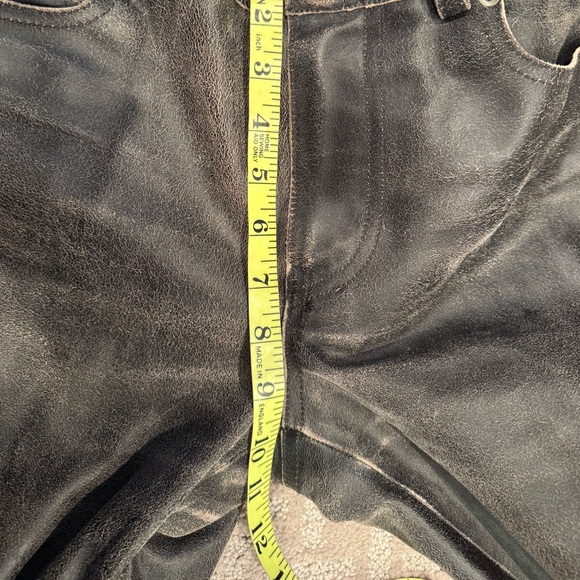 Distressed brown leather IDentity jeans by Lord & Taylor. Size2/4 - Picture 13 of 14